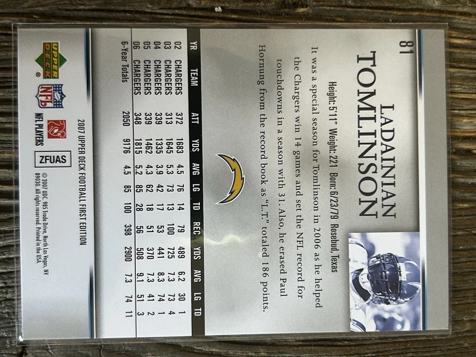 2007 Upper Deck First Edition - LaDainian Tomlinson #81 - Image 2 of 2