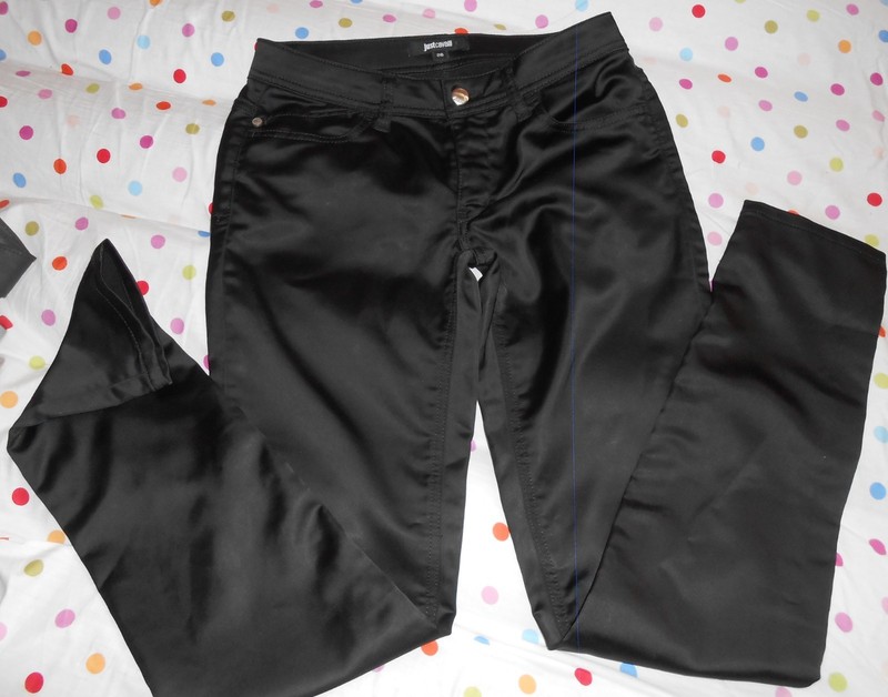 Just Cavalli Women's Sz 26 Black Casual Polyester Pants shine EUC