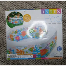 Intex Ocean Reef Inflatable Pool 75x70x24" Colorful Fish Kids 6+ 75 Inches
