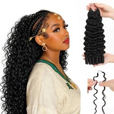 Burmese Curly Crochet Human Hair 18in 60g Pre-Separated Feather Extensions 1B