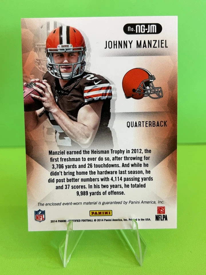 Johnny Manziel Rookie Jersey Patch RC 2014 Certified Mirror Materials #/599 - Image 2 of 2