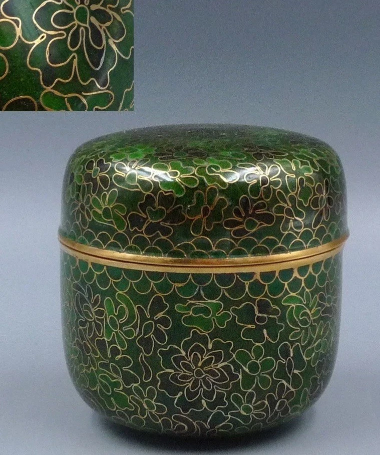 花尽文棗　景泰藍 景泰蓝古董日本茶叶罐| eBay