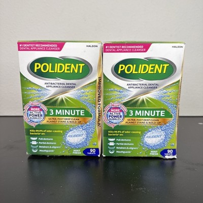Polident 3 Minute Antibacterial Dental Appliance Cleanser Tablets,  (2-Pack)