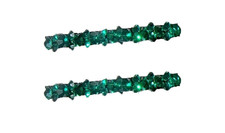 2Pcs Green Shiny Rhinestone Diamond Hair Barrette Clip, Hair Pin, Bobby Pins Duc