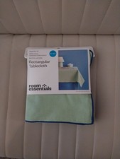 Room Essentials Rectangular Tablecloth 60" x 104" Green Blue Edge 100 Cotton