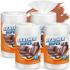 240 Count Large Leather Cleaner Conditioner Wipes Clean Protect Restore for F...