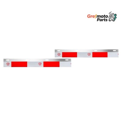 Grefmoto 2* 24''x3'' Mud Flap Truck Hanger Top Plates Reflector Strips Aluminum
