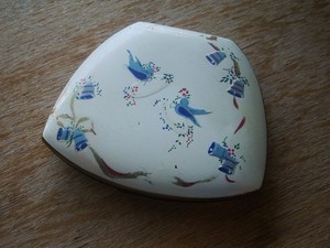 Vtg 1940’s Elgin American Wedding Themed Powder Compact cream enamel blue birds