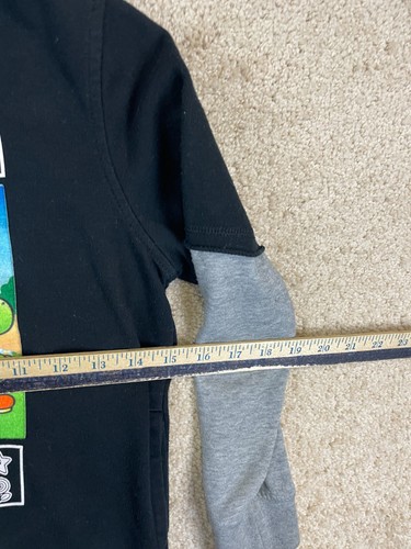 Super Mario Hoodie Youth Boys Medium Stretch Graphic Print Pullover Black - Picture 6 of 14