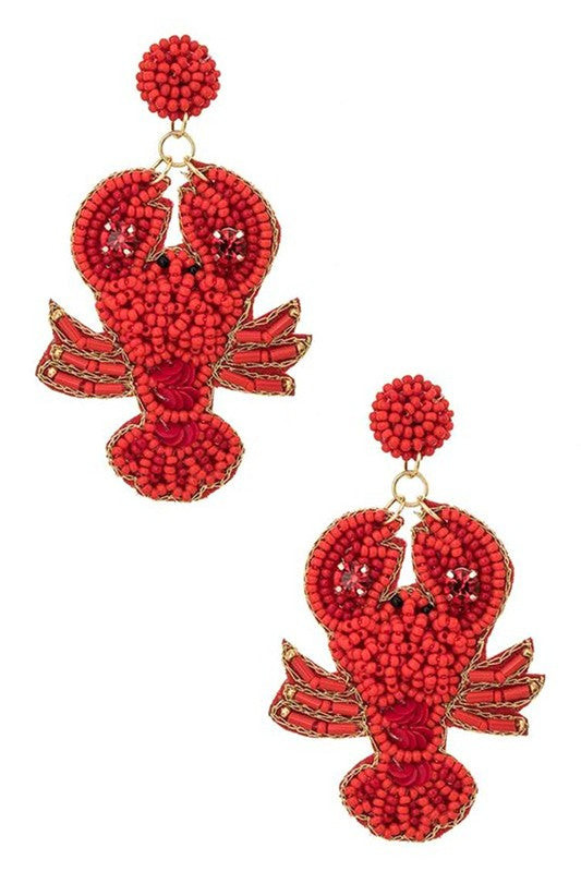 Beaded Crawfish Iconic Earrings