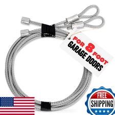 Heavy-Duty 304 Galvanized Steel Garage Door Cables for 8 ft Door - 9 ft 7 inch L