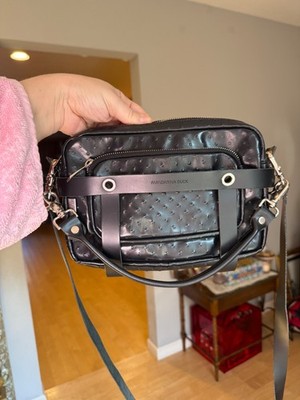 Mandarina Duck Black Leather Ostrich Crossbody bag