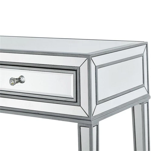 Elegant Decor Reflexion 2 Drawer Mirrored Bedroom Vanity Desk in Antique Silver - Picture 11 of 12