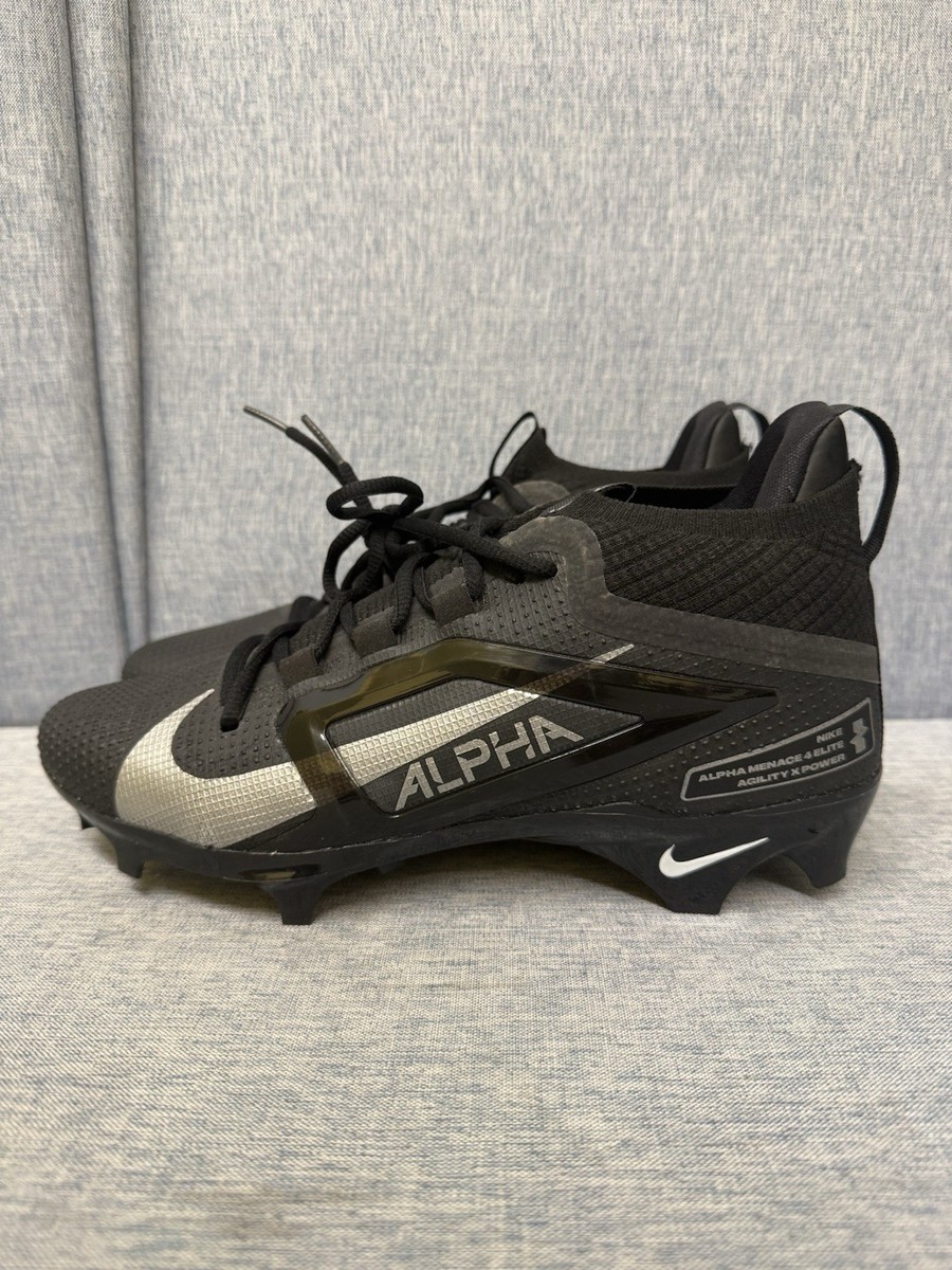 NIKE ALPHA MENACE 4 ELITE BLACK/ SILVER FOOTBALL CLEATS SZ 7.5 | eBay