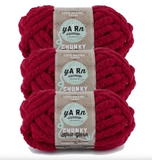 Lion Brand AR Workshop Chunky Knit Yarn POMEGRANATE SEED - 3 Pack