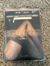 New Vintage Hanes Solutions Luxe Silky Lace Thigh Highs Size Small S Pearl
