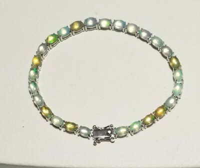 Oval Ethiopian Opal sterling silver Tennis bracelet JTV