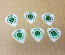 Lot of 6 Pickboy 0.60mm VORTEX PolyAcetal Guitar Picks White/Green logo