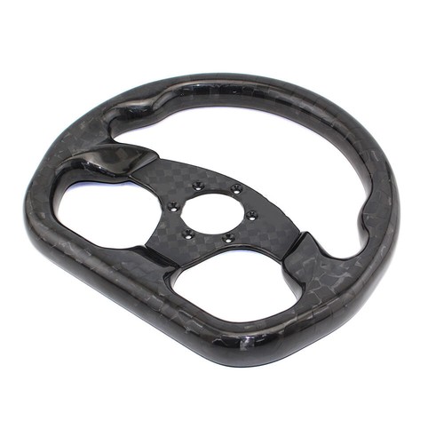Carbon Fiber 330mm 13" Flat Racing Steering Wheel Gloss Semicircle Jet - Picture 3 of 9