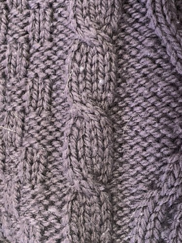 Vintage Aran Crafts Ireland Cableknit Zip Cardigan XL Purple Merino Wool Classic - Picture 13 of 14