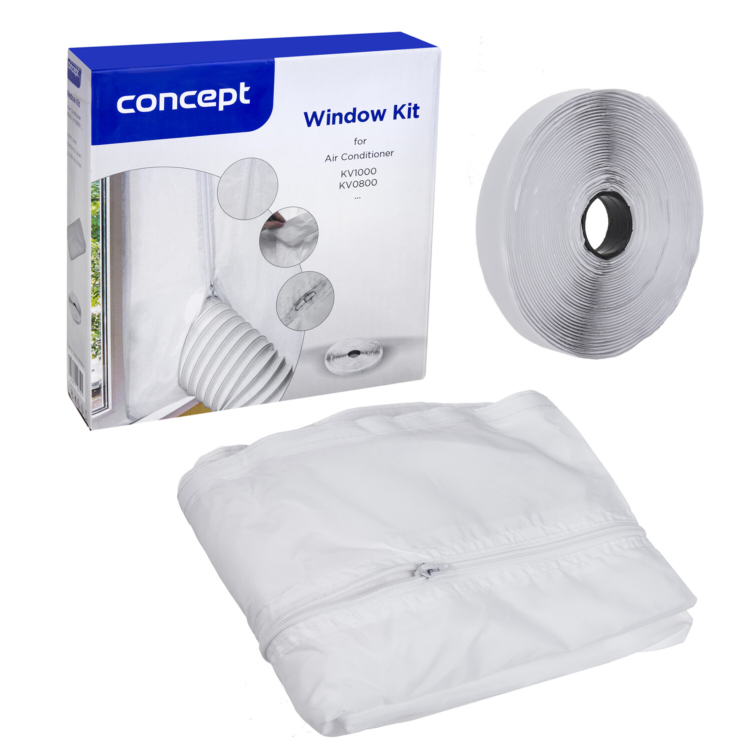 Kit fenêtre pour climatiseurs Concept KV0800 et KV1000 en tissu isolant blanc de 400cm