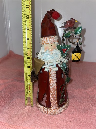 Hand Painted Metal Santa Figurine Christmas Decor 11" Tall Can Be Put Over Flame - Picture 5 of 5