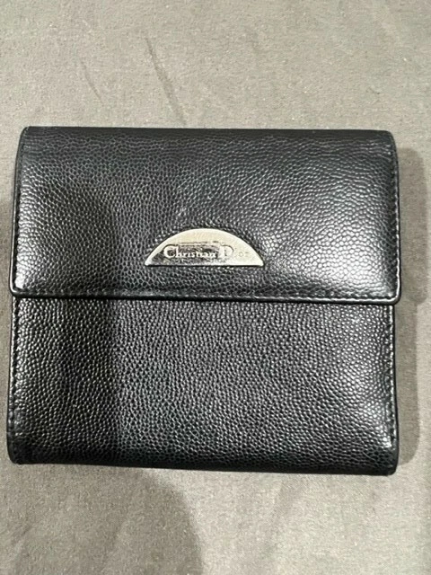 Portefeuille homme vintage Christian Dior texturé noir 