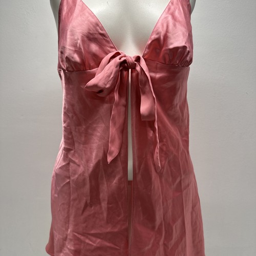 Victorias Secret Camisole Shirt Top Tie Satin Silk Sleeveless Pink Size Medium - 第 3/10 張圖片
