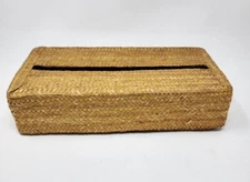 Vtg Rosenthal Netter Woven Lidded Tissue Box Cover Made in Italy Rectangle Boho