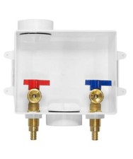 Washing Machine Outlet Box 1/2-inch Pex Crimp Inlet with Center Drain White