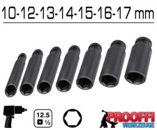 7 x KRAFT Power Schlagschrauber Nuss 1/2" Stecknuss 10mm - 17mm 6-Kant Lang