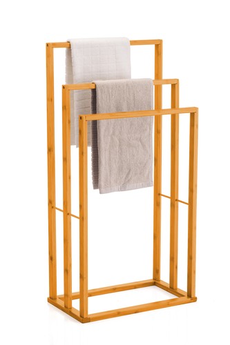 Bamboo Towel Bar Rack 3-Tier Freestanding for Bathroom (Standard) - Picture 3 of 10