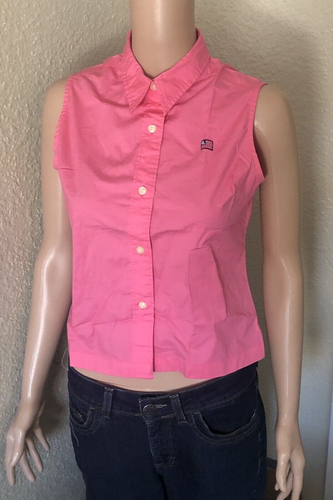 Ralph Lauren Polo Jean Co. Girls' Sleeveless Pink Button Up Shirt RL Flag Sz S - Picture 2 of 14