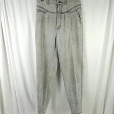 VTG PS Gitano Womens Size 12 28x28 Gray Acid Wash High Waist Denim Mom Jeans