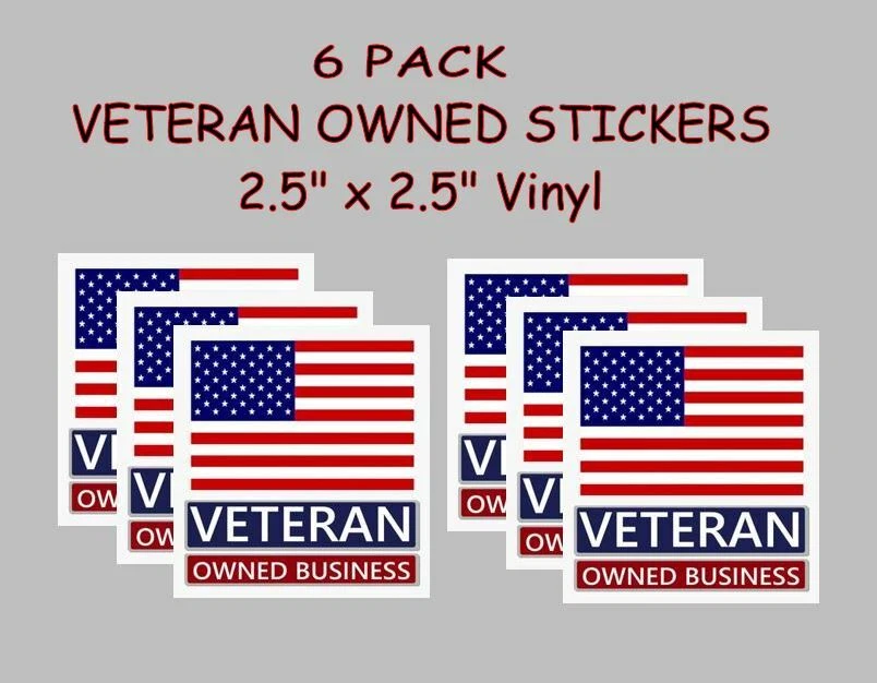 2.5 x 2.5 VETERAN Owned Business Stickers Owners Store Front Vending