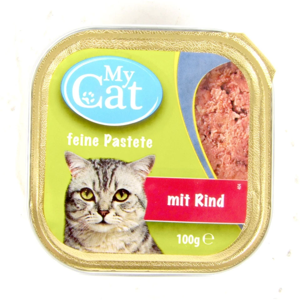 32x100g My Cat Katzenfutter feine Pastete mit Rind Nassfutter Katze Futter 3,2kg