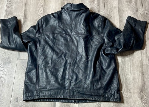 Giacca da aviatore bomber Tommy Hilfiger vintage uomo taglia XXL pelle nera anni 90 Y2K - Foto 15 di 23
