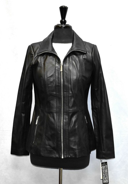 michael kors zip front leather jacket