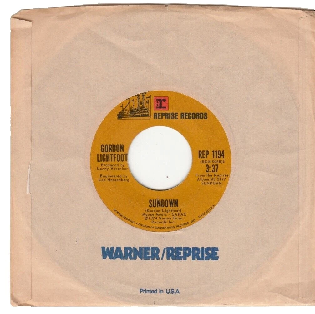 Gordon LIGHTFOOT Excelente (EX) discos de vinilo individuales de Clasificación