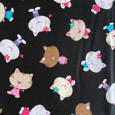 1.5 YD Cute Cat Toss Fabric Black Cotton Print Timeless Treasures