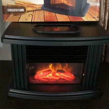 1000W Electric Fireplace Standing Space Heater Stove 3D Flame Log Burner
