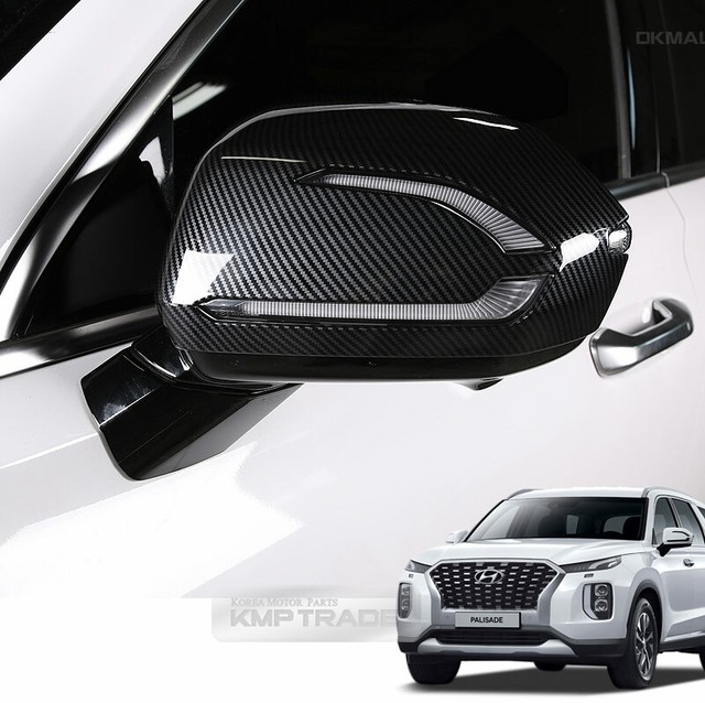 Carbon Black Rear view Side Mirror Cover Trim 2pc For HYUNDAI 20192020