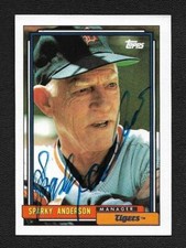 Sparky Anderson Autograph Auto 1992 Topps Detroit Tigers Card #381 - COA - HOF
