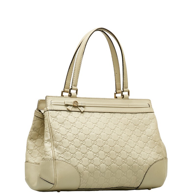 GUCCI Guccissima Ribbon Tote Bag Shoulder Bag 257063 Ivory White