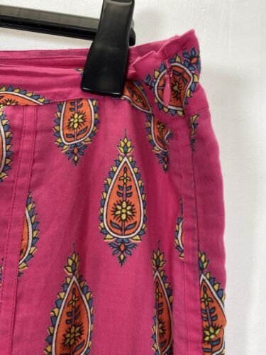 East With Anokhi Skirt Size 16 Pink Orange Floral Paisley Indian Block Print - Picture 3 of 8