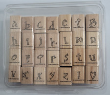 Stampin Up Alphabet Lower Letters Rubber Wood Mounted Stamps Set 1998 Outline