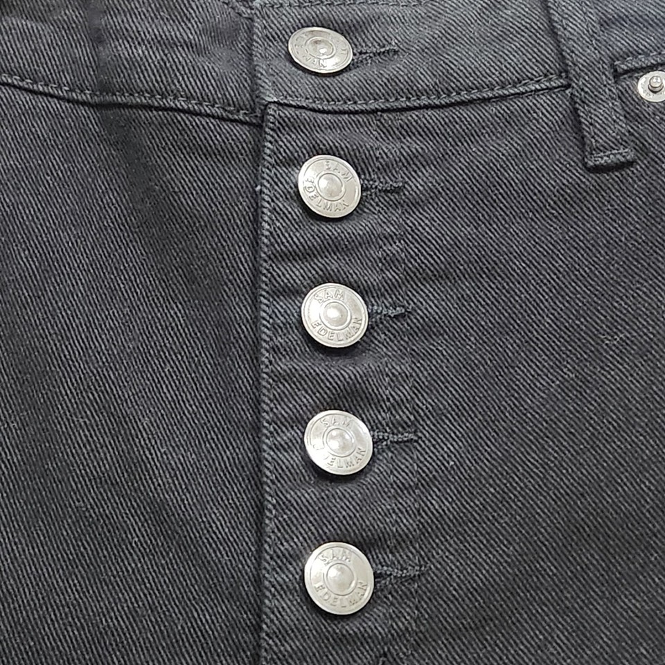 Sam Edelman Codie High Rise Wide Leg Ankle Jeans Size 30 Black Denim Button NWT eBay