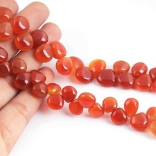 1 Long Strand Carnelian Smooth Briolettes - Heart Shape Briolettes -9mm-10mm