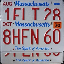 MASSACHUSETTS LICENSE PLATES - Spirit of America License Plate Tags Random #