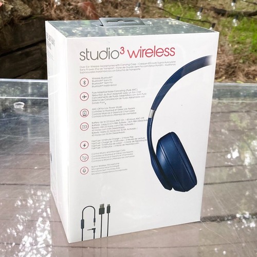 NEW SEALED - Beats Studio3 Wireless Bluetooth Over-Ear Headphones - Navy Blue - Picture 14 of 23